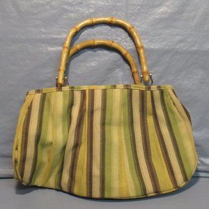 Bamboo Handled Striped Purse